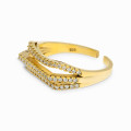 Modern Ring with White CZ Stones and 18K Yellow Gold Plating