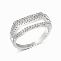 Modern Platinum Plated Silver Ring with White CZ Stones