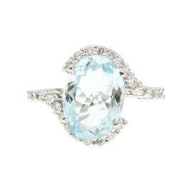 Λευκό Χρυσό Κ18 Δαχτυλίδι με Aquamarine