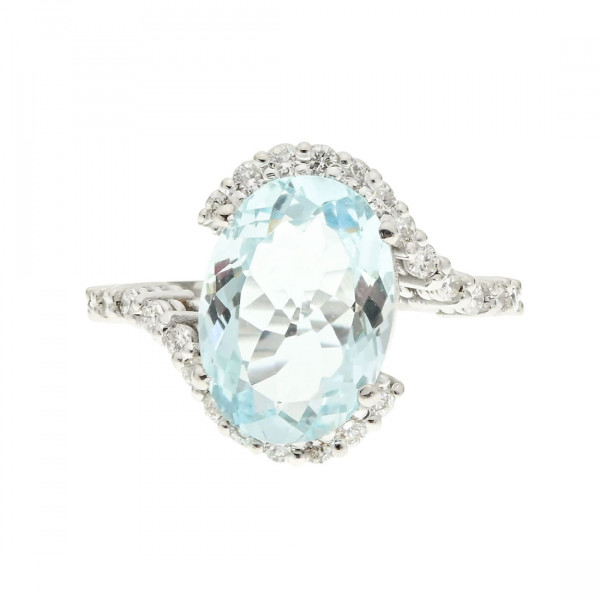Λευκό Χρυσό Κ18 Δαχτυλίδι με Aquamarine