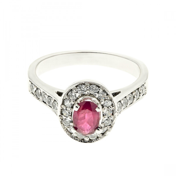K18 White Gold Ring with Ruby and Diamonds