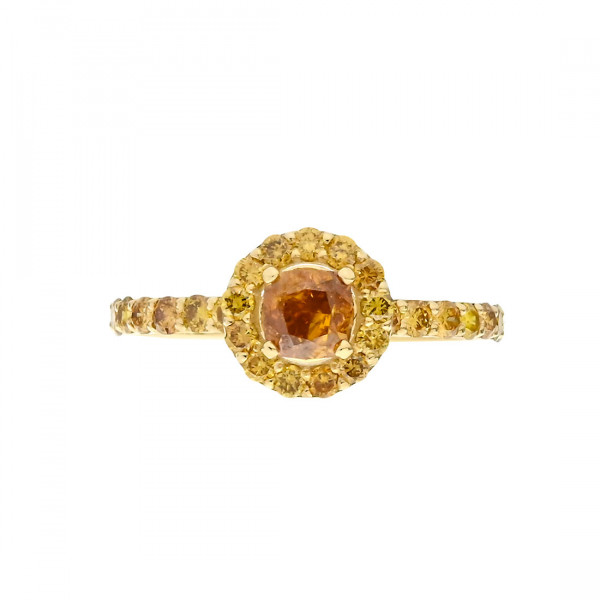 14K Gold Ring with Natural Fancy Deep Yellowish Orange Diamond