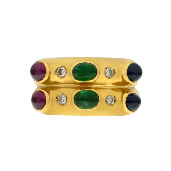  K18 Gold Ring with Precious Stones