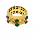  K18 Gold Ring with Precious Stones