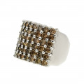 K18 White Ring with Diamonds Cocnac-Brown