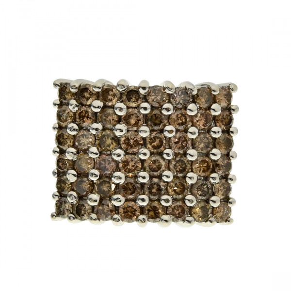 K18 White Ring with Diamonds Cocnac-Brown