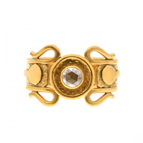 Gold Handmade Ring with Diamond