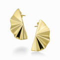 18K Yellow Gold Plated Modern Fan-Shaped Earrings