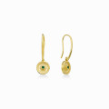 18K Yellow Gold Plated Byzantine Style Dangle Earrings with Green CZ Stone