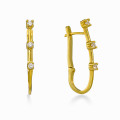 18K Yellow Gold Plated Elegant Three-Stone Earrings