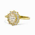 18K Yellow Gold Plated Rosette Ring with White Center Stone and White CZ Stones