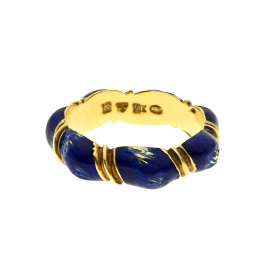 Χρυσή Κ18 Βέρα Royal Blue Enamel 