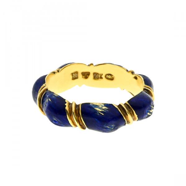  Κ18 Gold Ring Royal Blue Enamel