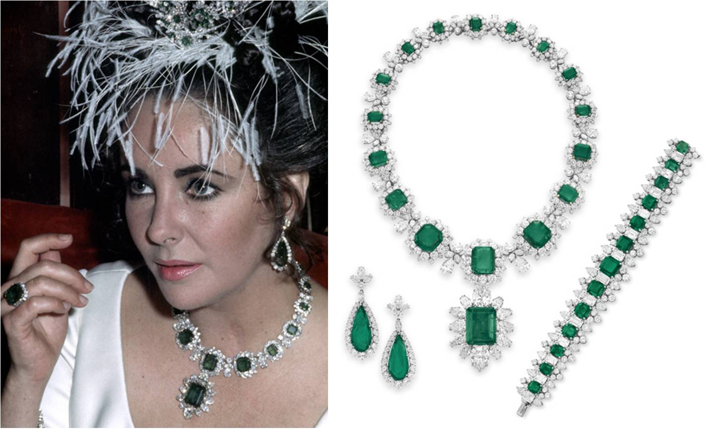 Elizabeth Taylor Emerald Jewellery Set